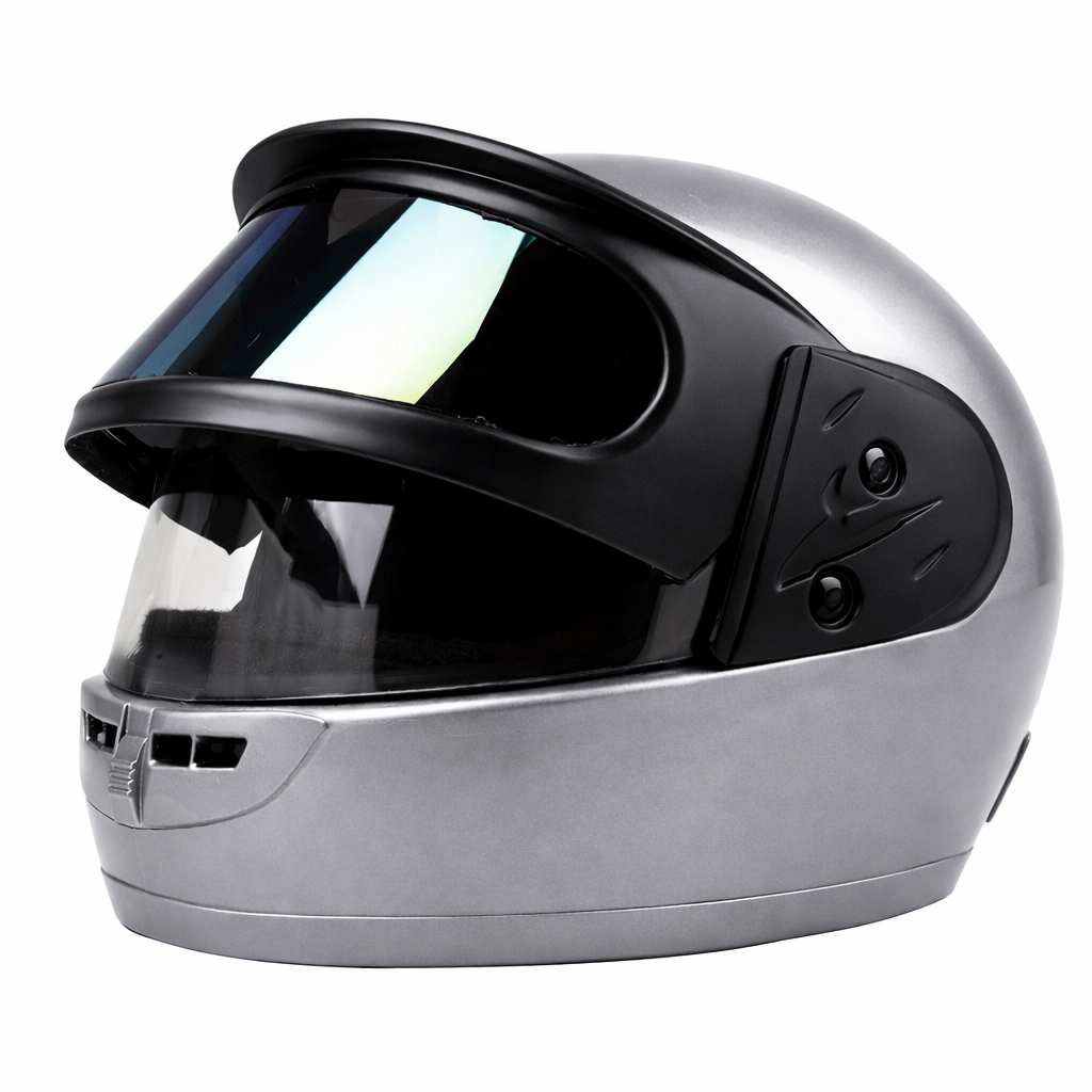 Casca moto/scuter Full face unisex, cu Viziera Dubla, FIXATO, marime universala 58-62cm, Gri - imagine 3